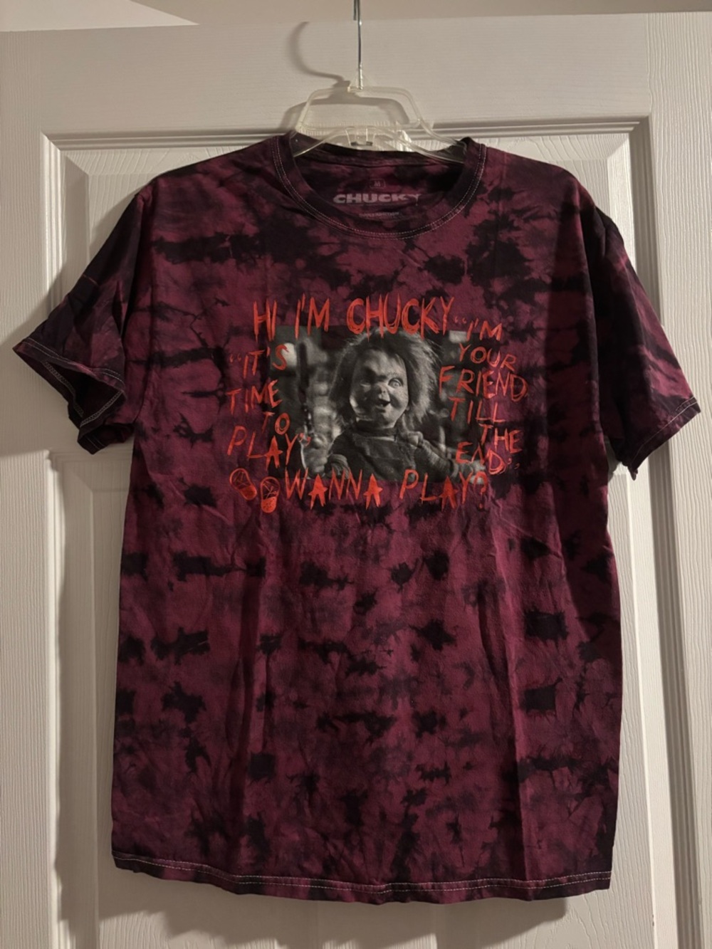 Ripple Junction Burgundy & Black Chucky Graphic Tie-Dye Tee